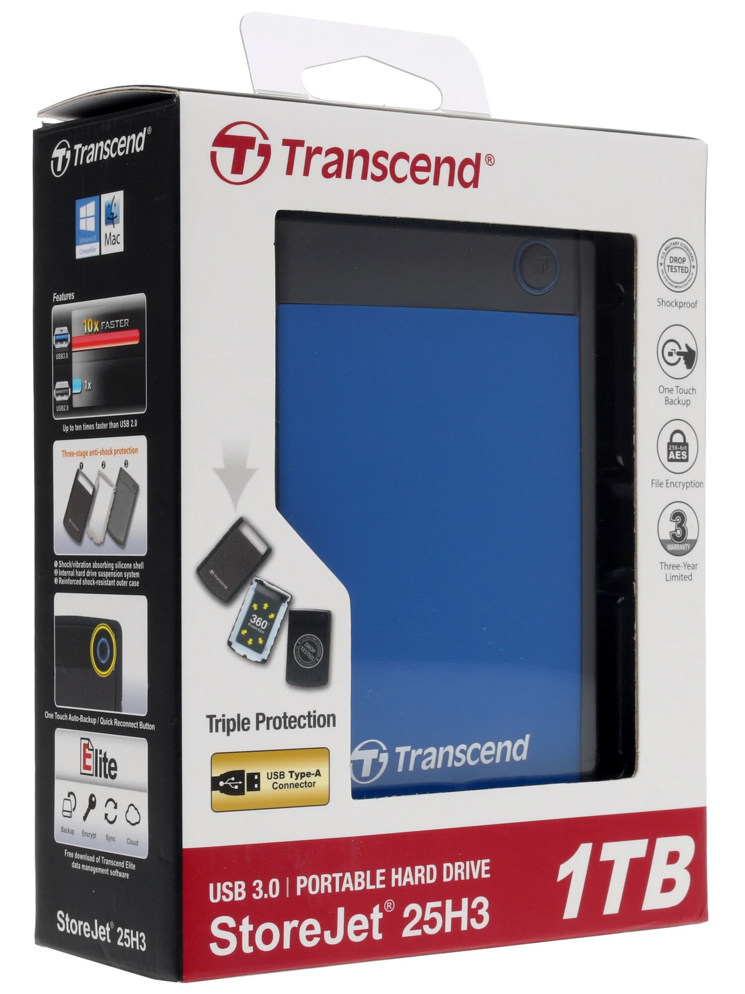 1 ТБ Внешний HDD Transcend StoreJet 25H3 [TS1TSJ25H3B]