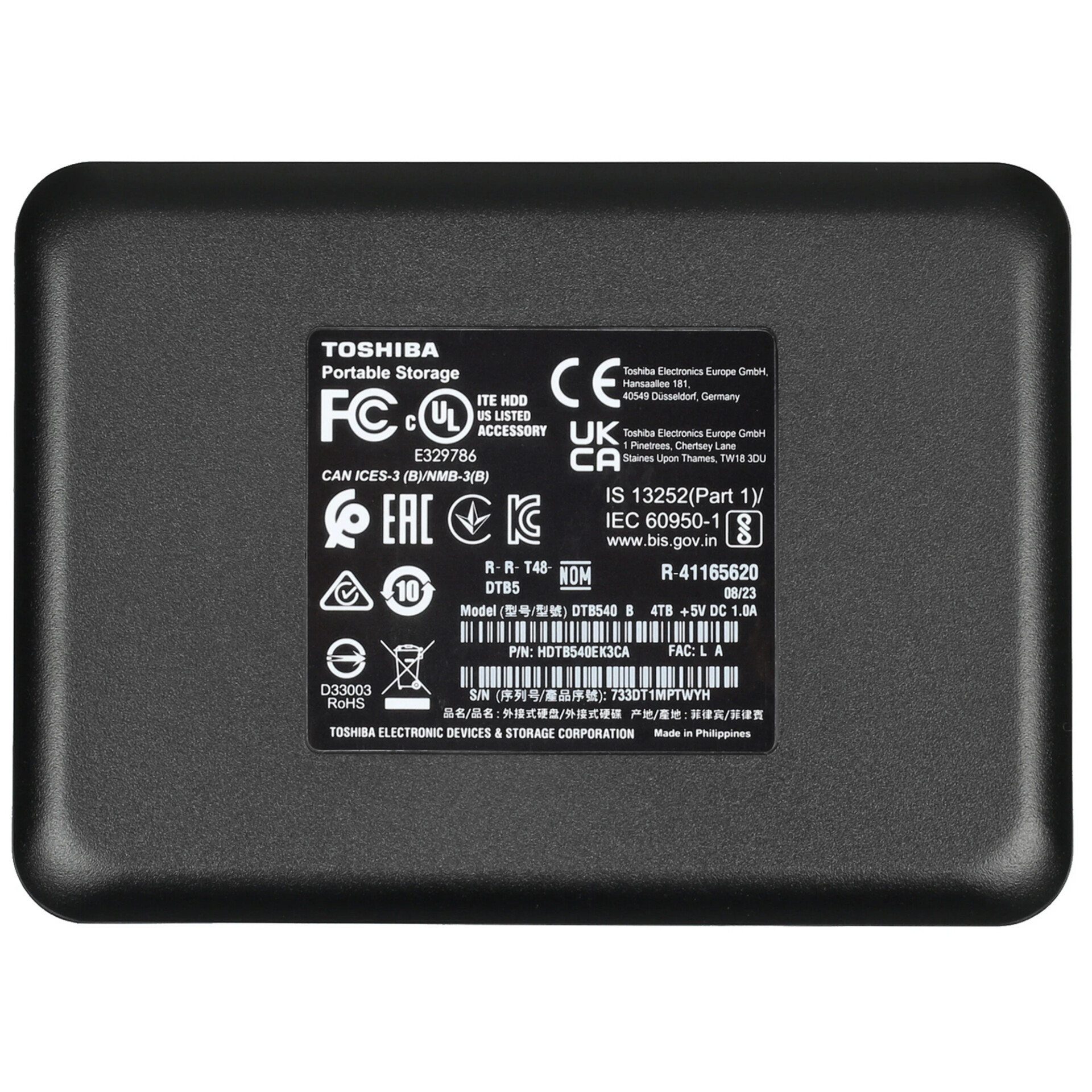 4 ТБ Внешний HDD Toshiba Canvio Basics [HDTB540EK3CA]