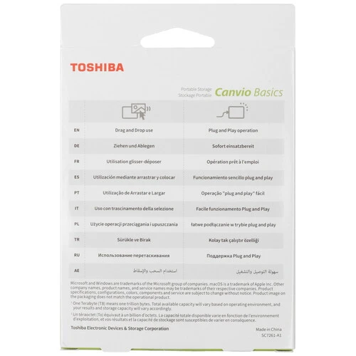 1 ТБ Внешний HDD Toshiba Canvio Basics [HDTB510EK3AA]