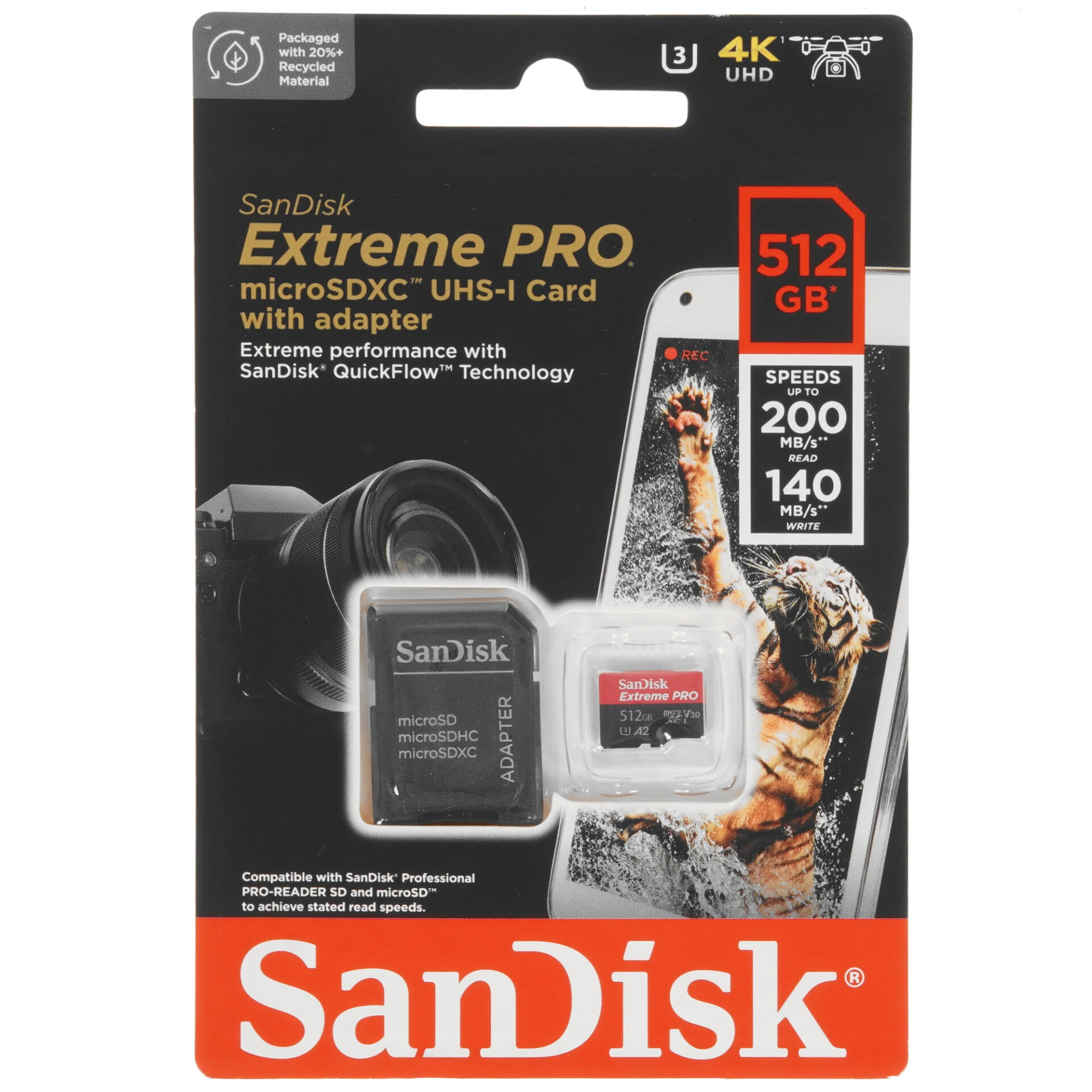 Карта памяти SanDisk Extreme Pro microSDXC 512 ГБ [SDSQXCD-512G-GN6MA]