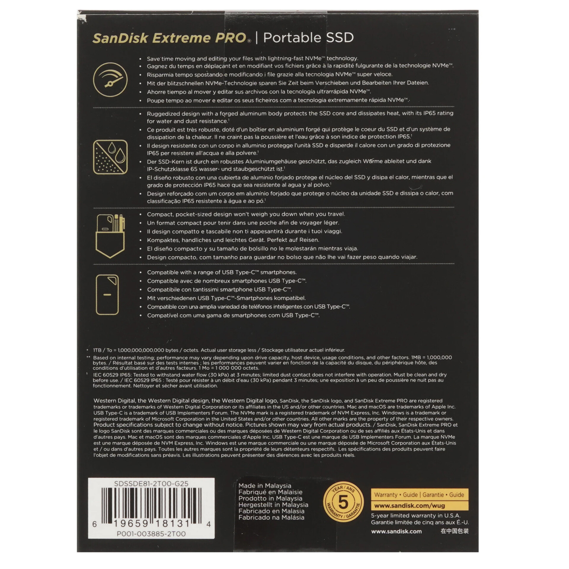 2000 ГБ Внешний SSD SanDisk Extreme PRO Portable