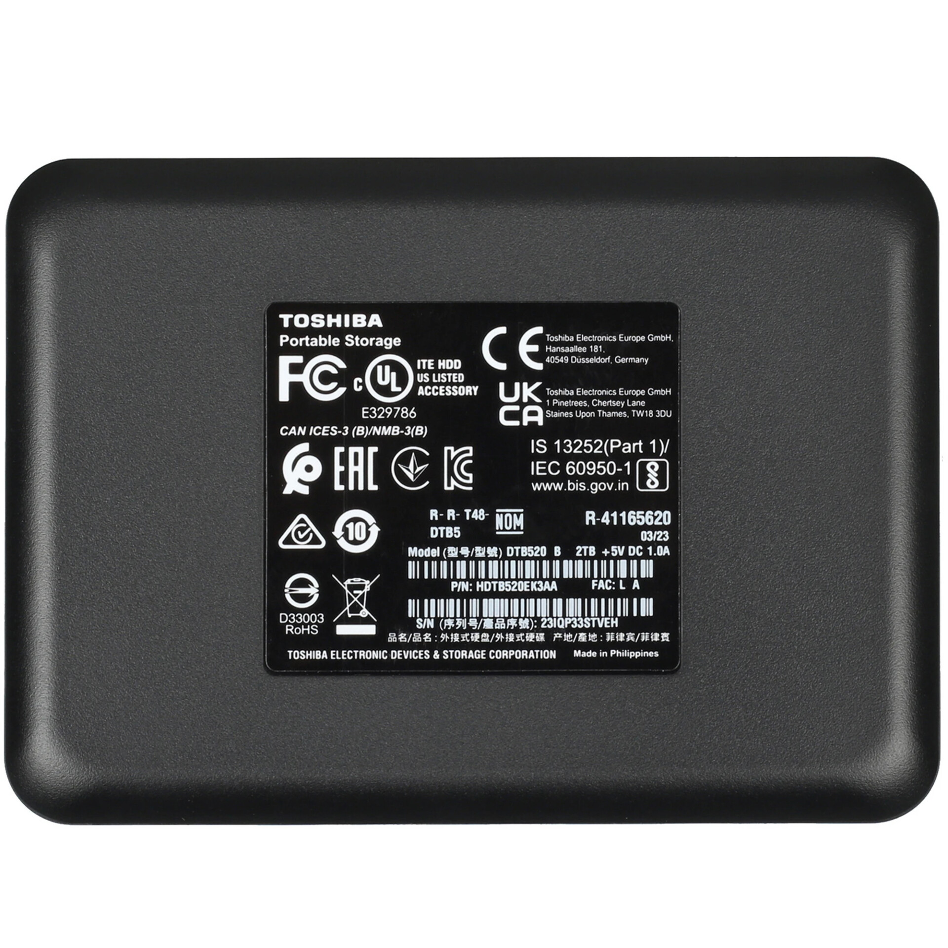 2 ТБ Внешний HDD Toshiba Canvio Basics [HDTB520EK3AA]