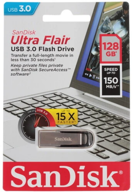 Память USB Flash 128 ГБ SanDisk Ultra Flair [SDCZ73-128G-G46]