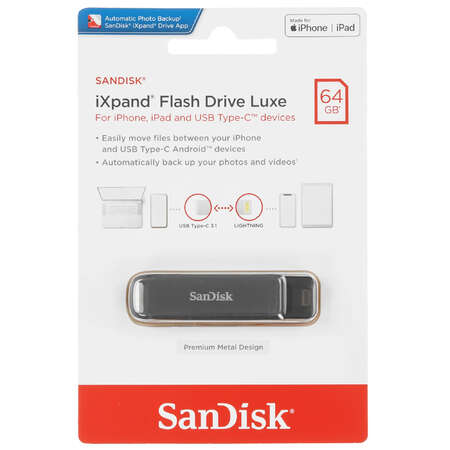 Память OTG USB Flash 64 ГБ SanDisk iXpand Flash Drive Luxe [SDIX70N-064G-GN6NN]