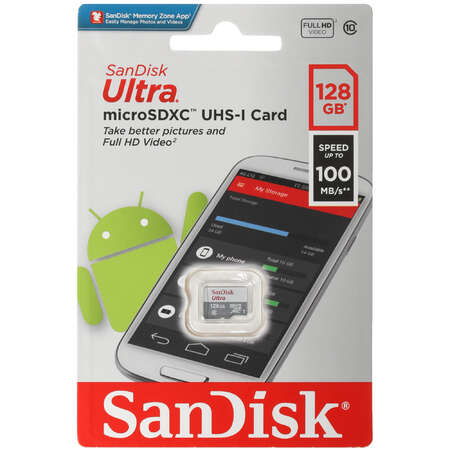 Карта памяти SanDisk Ultra microSDXC 128 ГБ [SDSQUNR-128G-GN6MN]