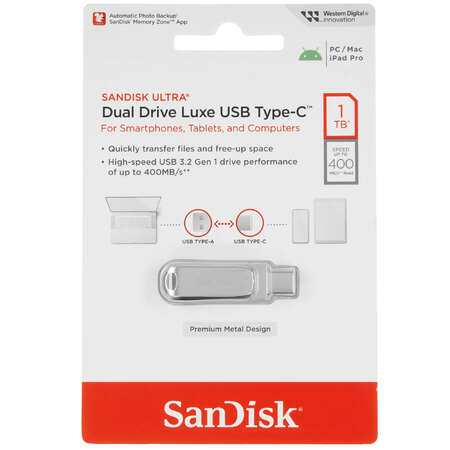 Память OTG USB Flash 1024 ГБ SanDisk Ultra Dual Drive Luxe [SDDDC4-1T00-G46]