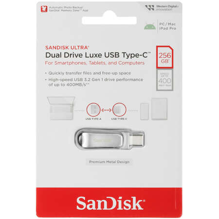 Память OTG USB Flash 256 ГБ SanDisk Ultra Dual Drive Luxe [SDDDC4-256G-G46]