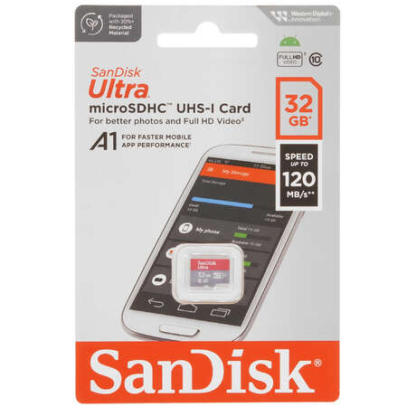 Карта памяти SanDisk Ultra microSDHC 32 ГБ [SDSQUA4-032G-GN6MN]