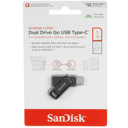 Память OTG USB Flash 1024 ГБ SanDisk Ultra Dual Drive Go [SDDDC3-1T00-G46]