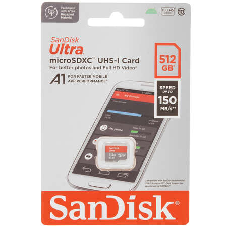 Карта памяти SanDisk Ultra microSDXC 512 ГБ [SDSQUAC-512G-GN6MN]